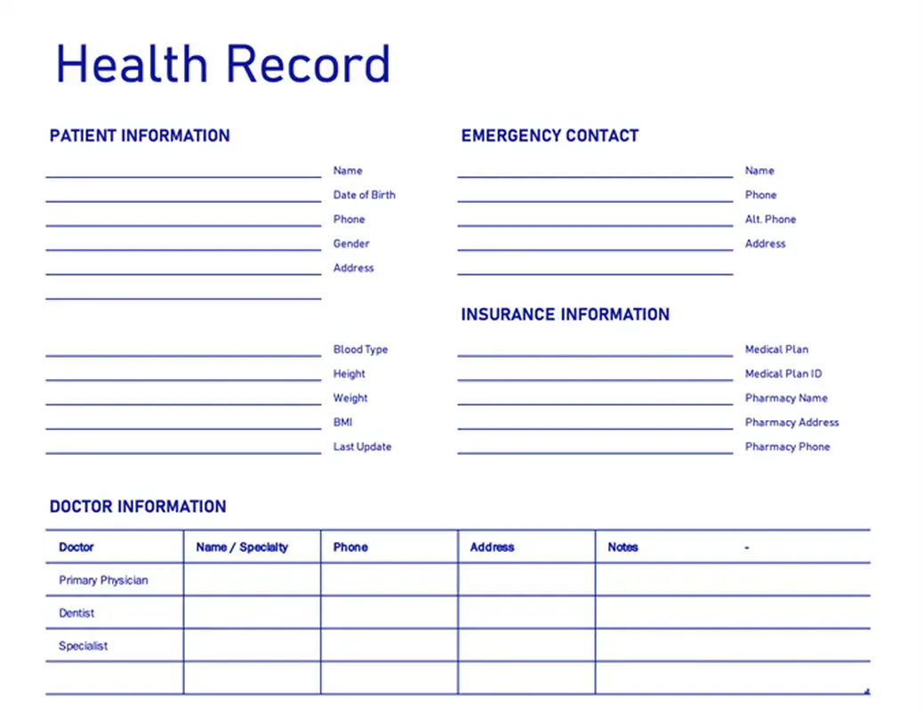 My family's health record blue modern-simple