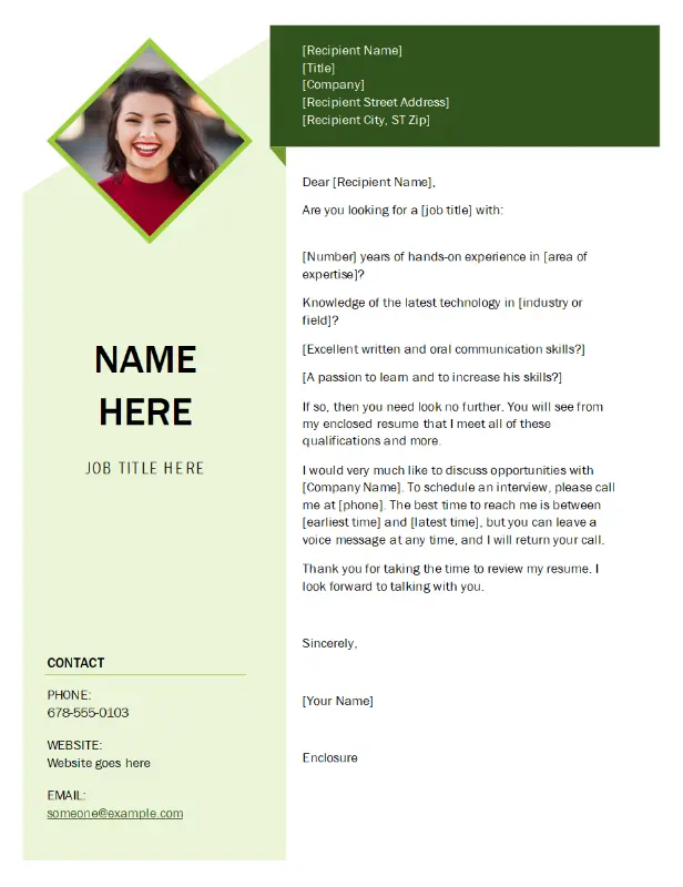 Cubist cover letter green modern-simple