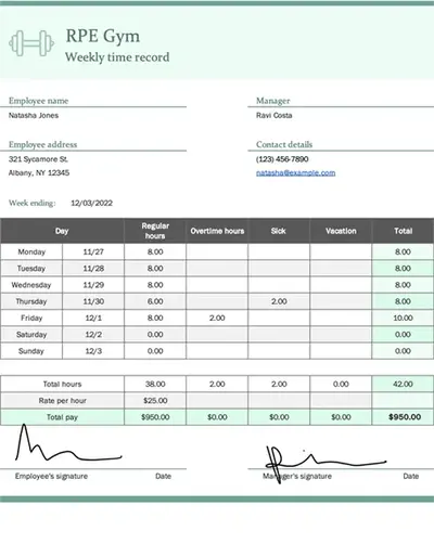 Weekly time record small business modern simple