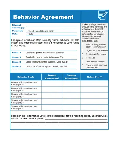 Behavior agreement modern simple