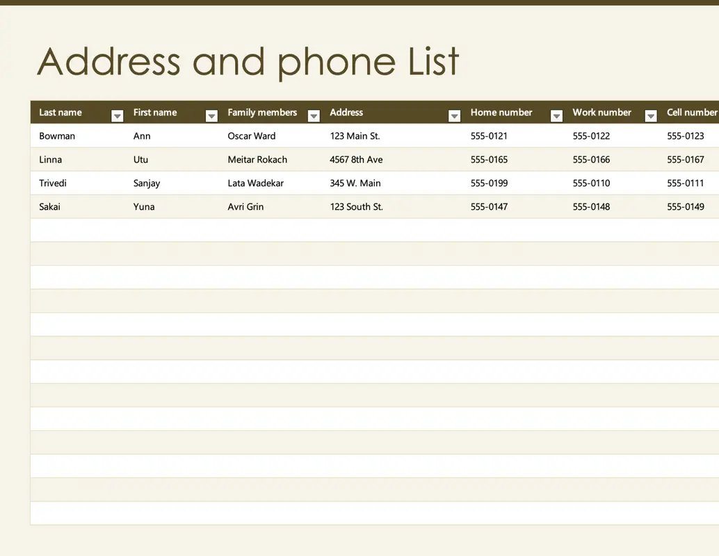 Address and phone list purple modern simple