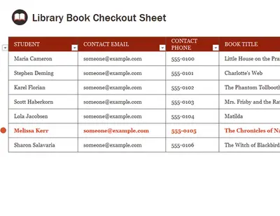 Library book checkout sheet modern simple