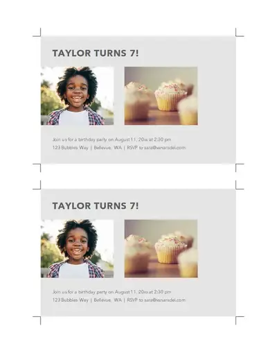 Birthday party invitation postcards modern-simple
