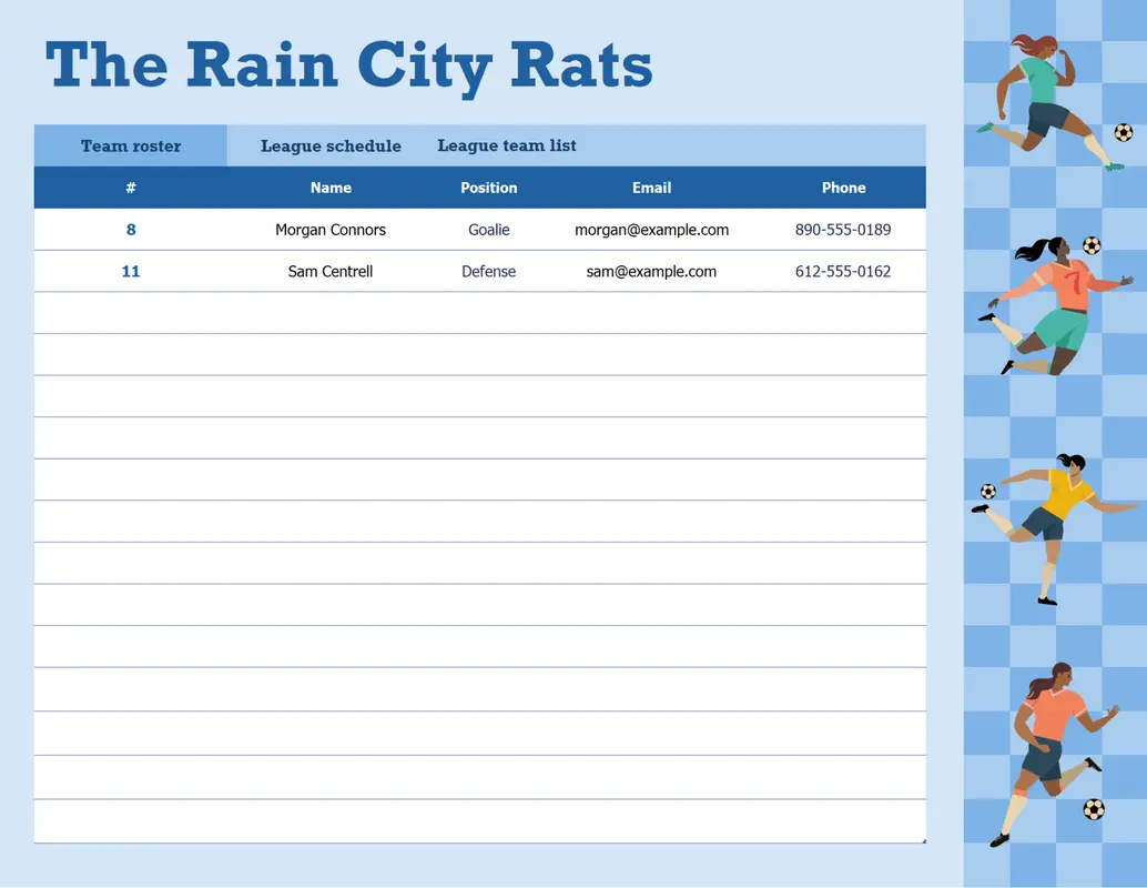 Sports roster and schedule gray modern-simple