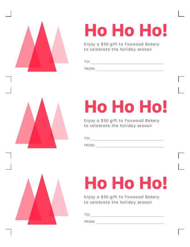 Ho Ho Ho! holiday gift coupons  pink modern-simple