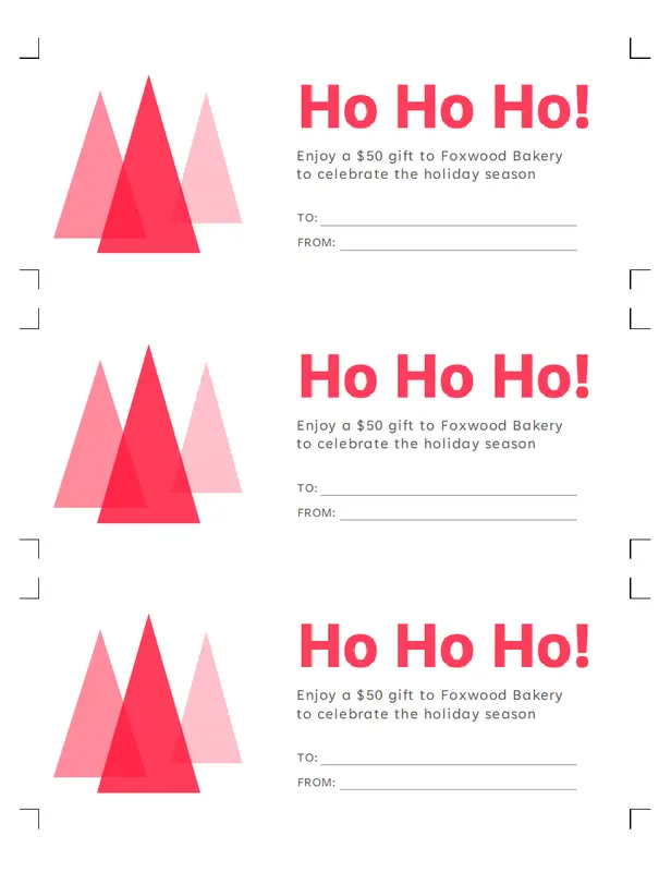 Ho Ho Ho! holiday gift coupons pink modern-simple