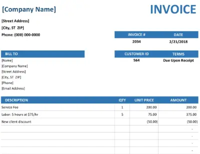templates for invoices free excel