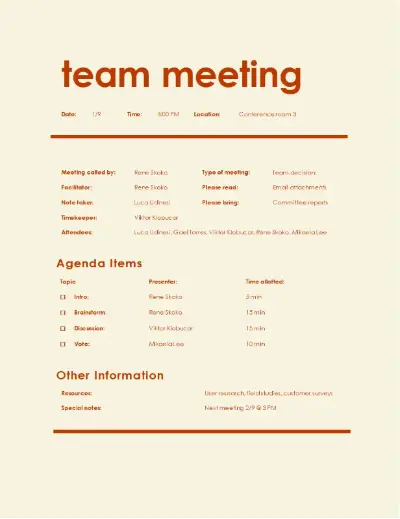 fun meeting agenda template