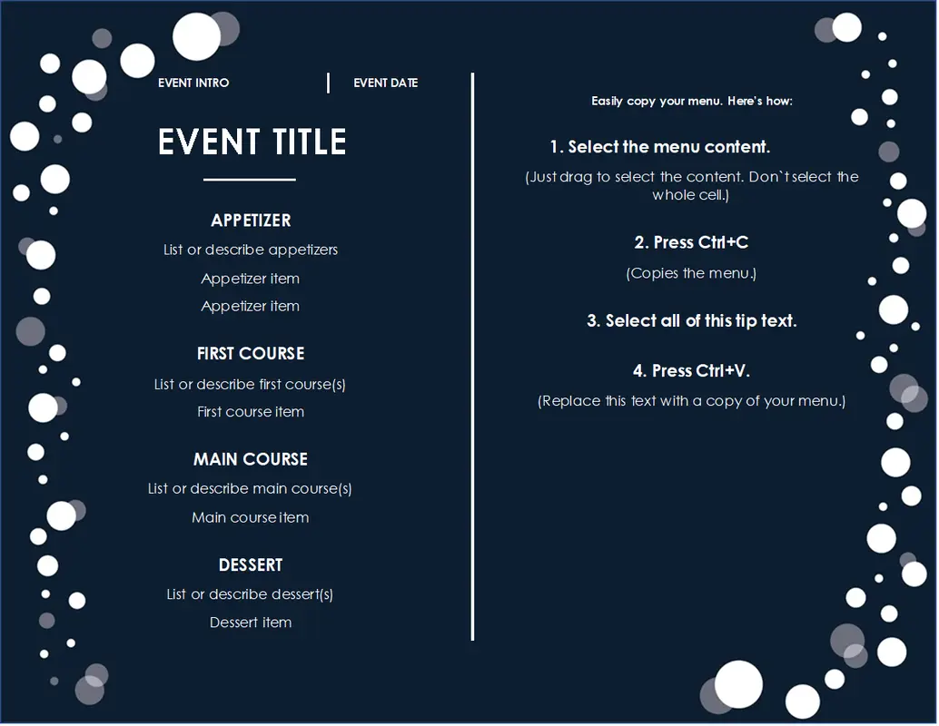 Menu (Elegant Party design) blue modern-simple