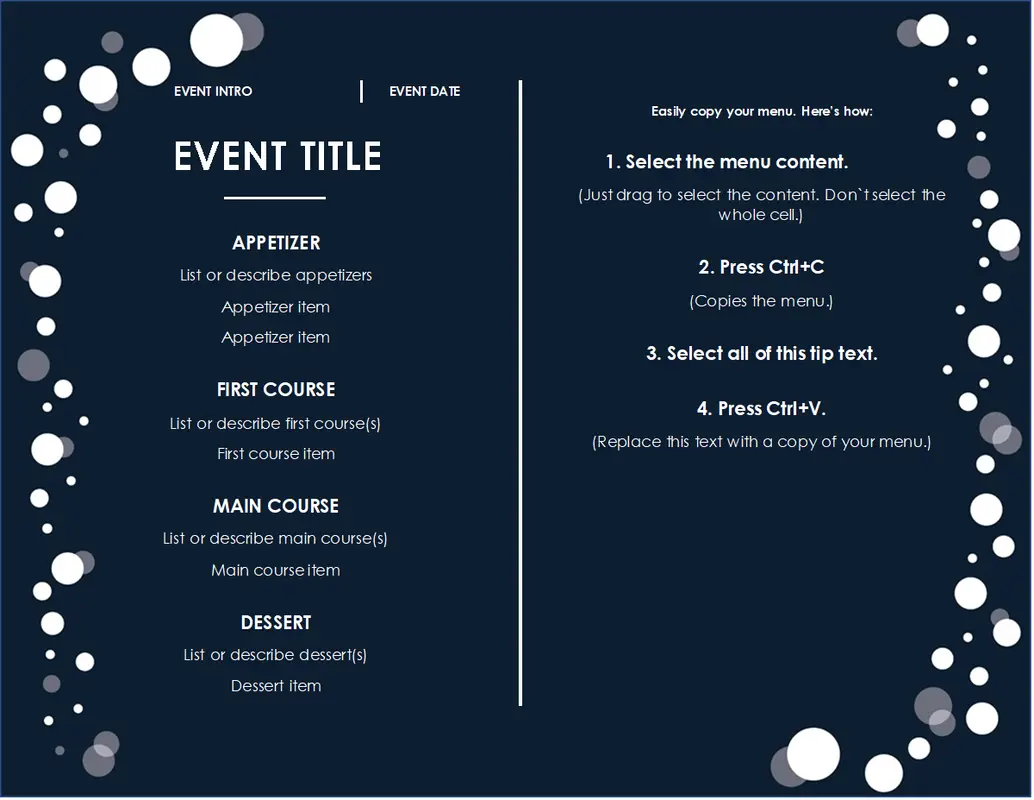 Menu (Elegant Party design) modern-simple