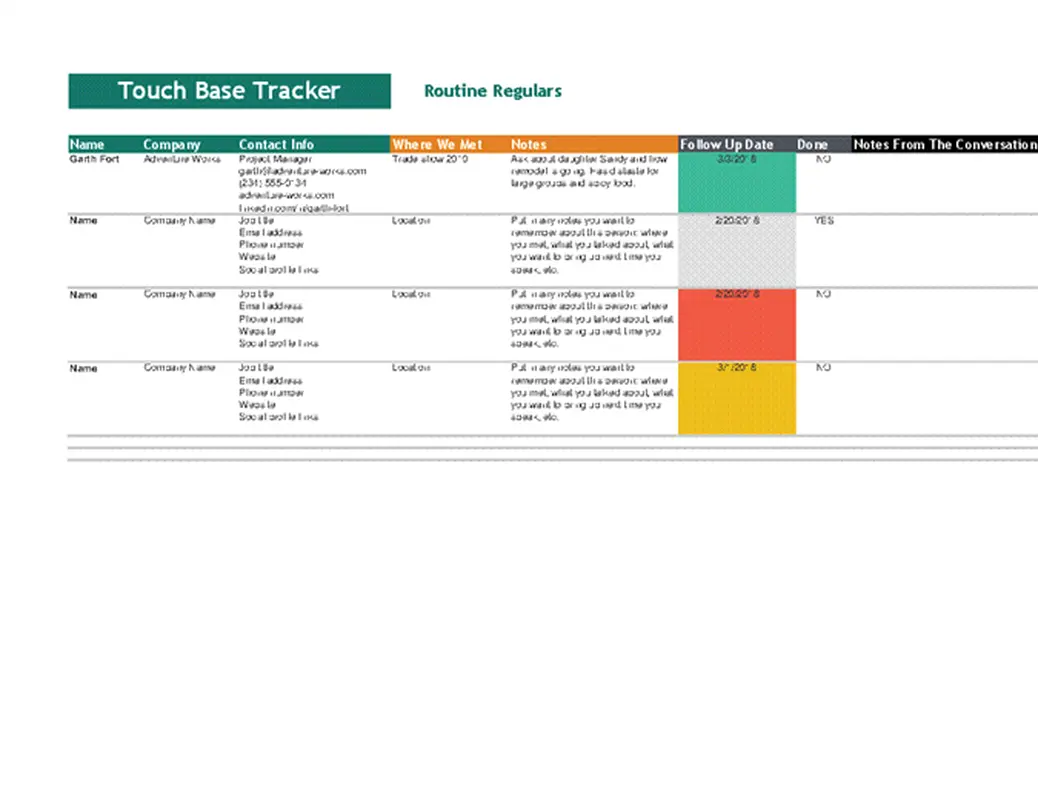 Touch Base Tracker modern simple