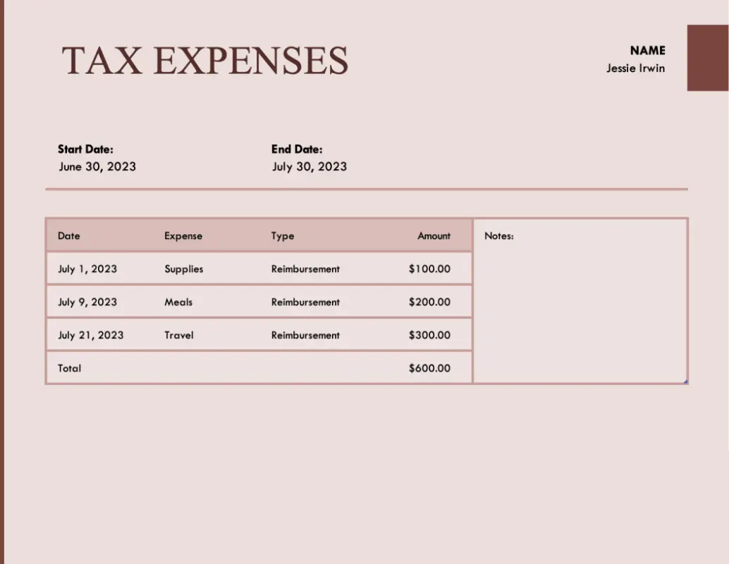 Tax expense journal modern-simple
