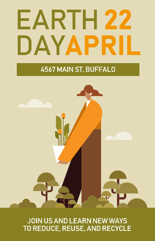Earth Day clean up event poster green modern simple