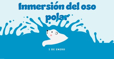 Feliz día de inmersión del oso polar blue whimsical-color-block