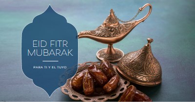 Eid al-Fitr Mubarak para ti y el tuyo blue organic-boho