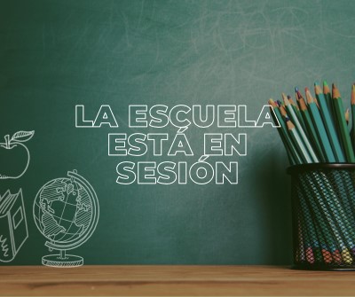 La escuela está en sesión green modern-simple