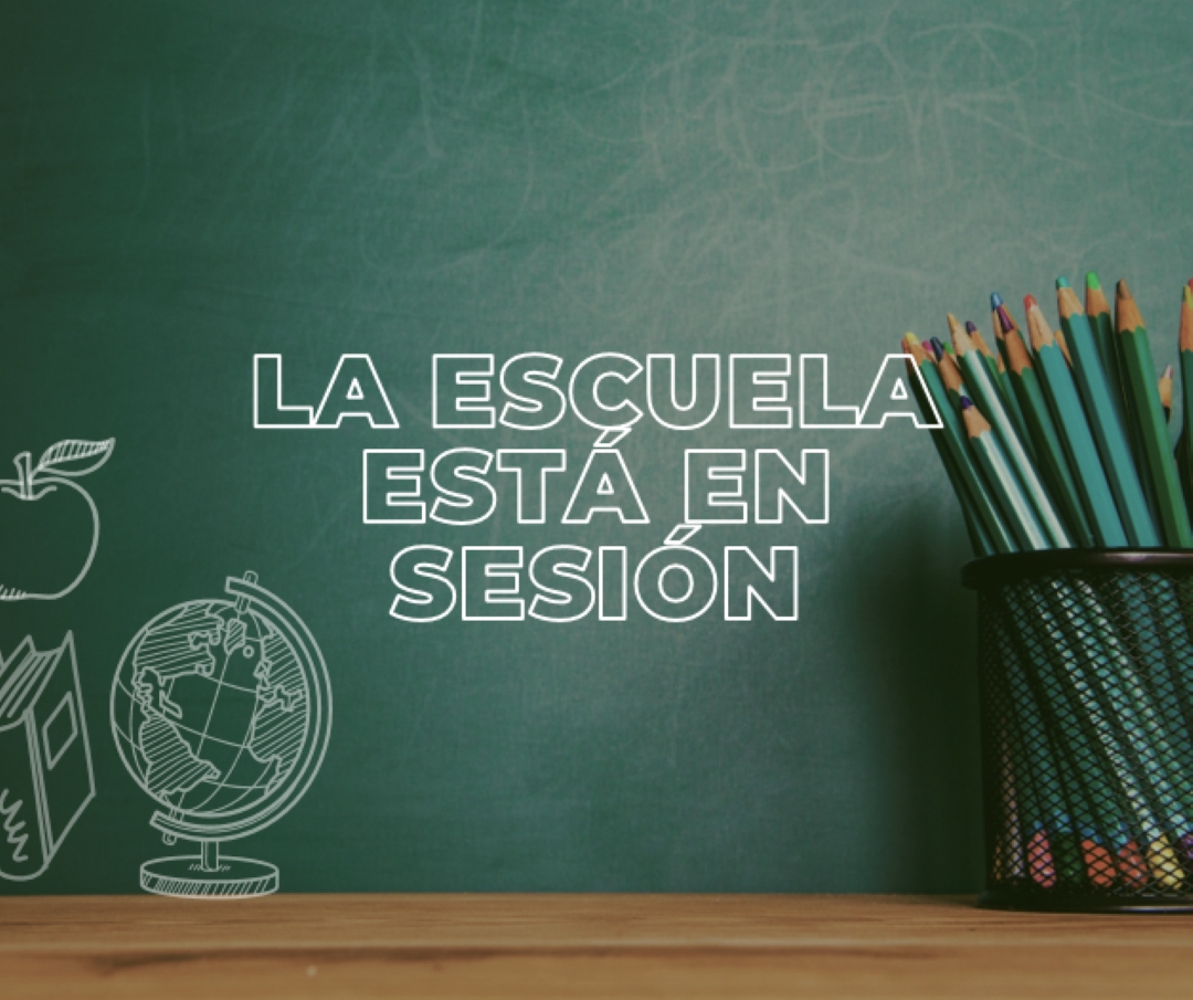 La escuela está en sesión green modern-simple
