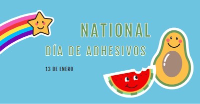 Feliz día nacional de adhesivos blue whimsical-color-block