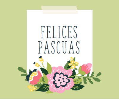 Flores de Pascua green whimsical-line