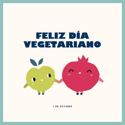 Feliz día vegetariano white whimsical-line