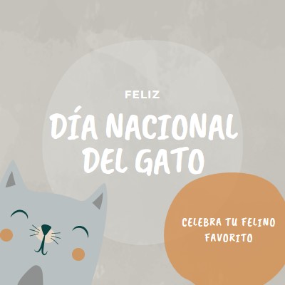 Feliz Día Nacional del Gato gray organic-simple