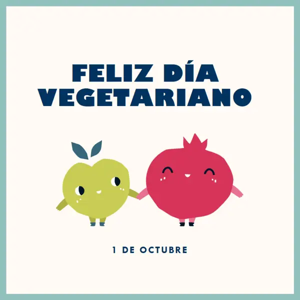 Feliz día vegetariano white whimsical-line