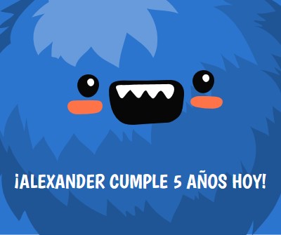 El pequeño monstruo va a cumplir cinco años blue whimsical-color-block