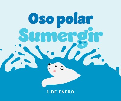 Feliz día de inmersión del oso polar blue whimsical-color-block