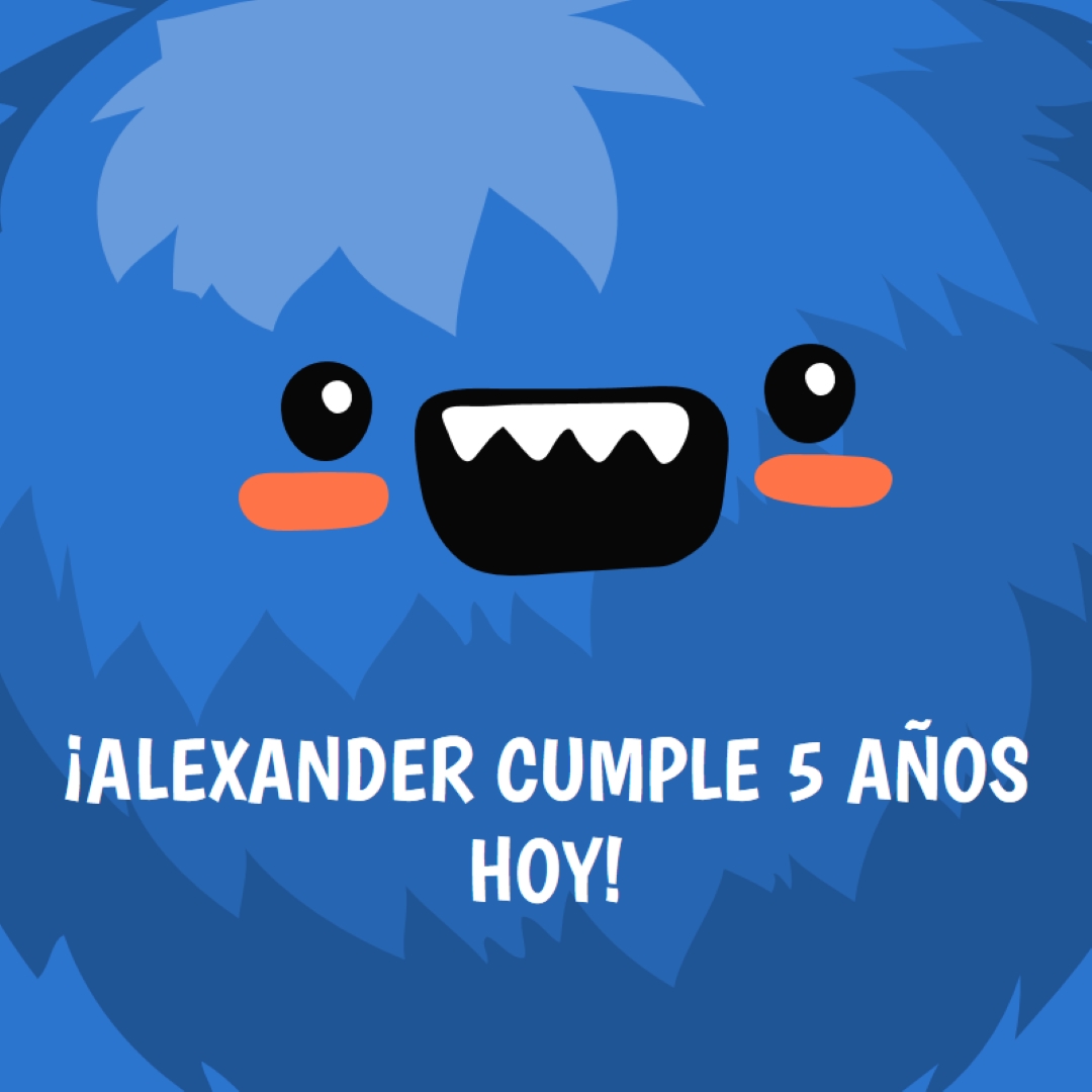 El pequeño monstruo va a cumplir cinco años blue whimsical-color-block