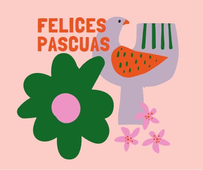 Felices Pascuas pink whimsical-color-block