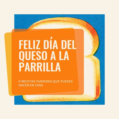 Feliz día del queso a la parrilla orange modern-bold