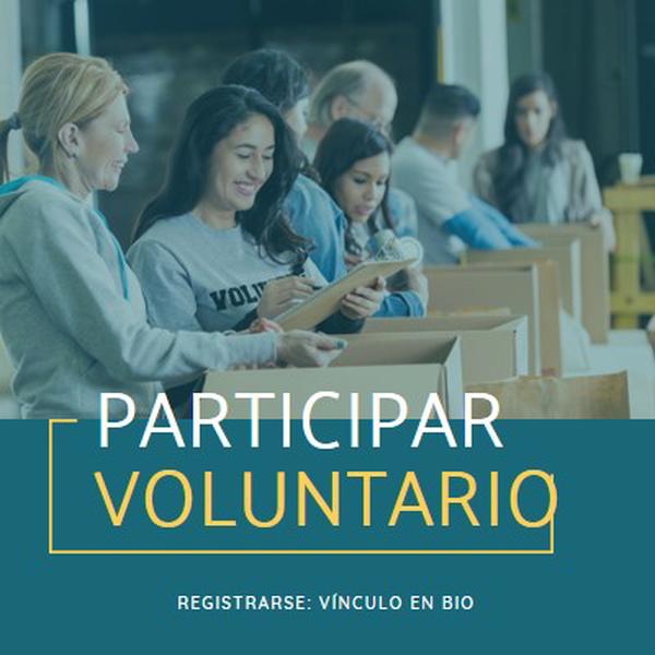 Animamos a los voluntarios blue modern-simple