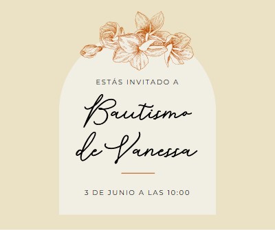 Invitación de bautismo yellow vintage-botanical