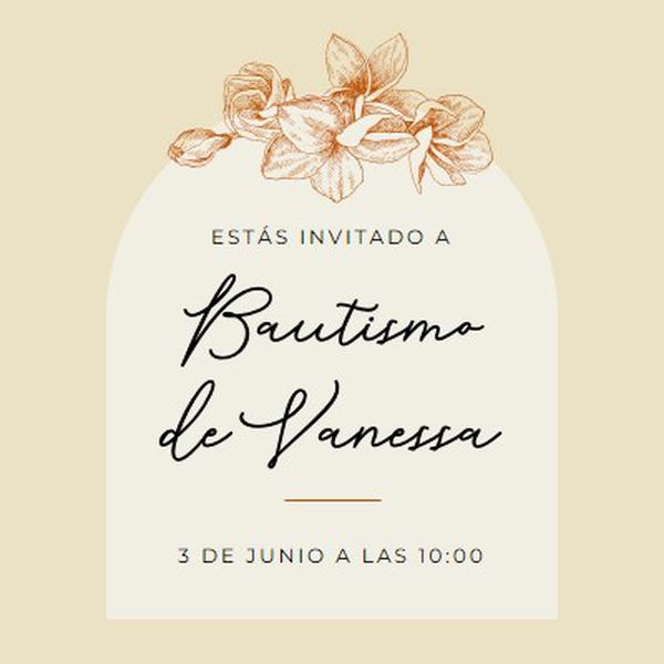 Invitación de bautismo yellow vintage-botanical