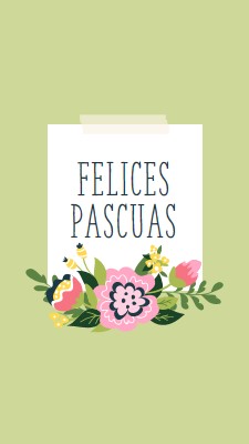 Flores de Pascua green whimsical-line