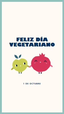 Feliz día vegetariano white whimsical-line