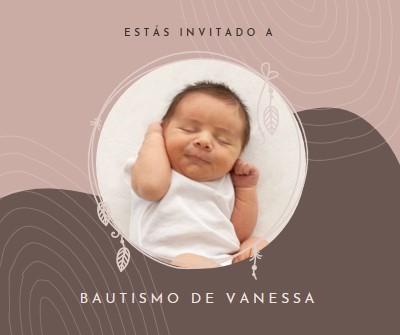 Invitación de bautismo pink organic-boho