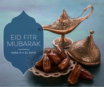 Eid al-Fitr Mubarak para ti y el tuyo blue organic-boho