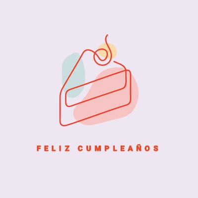 Un trozo de feliz cumpleaños purple whimsical-line