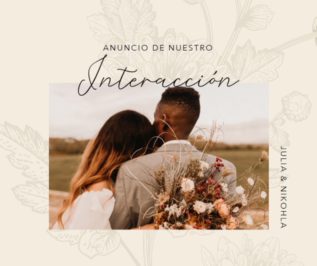 Anuncio de participación white vintage-botanical