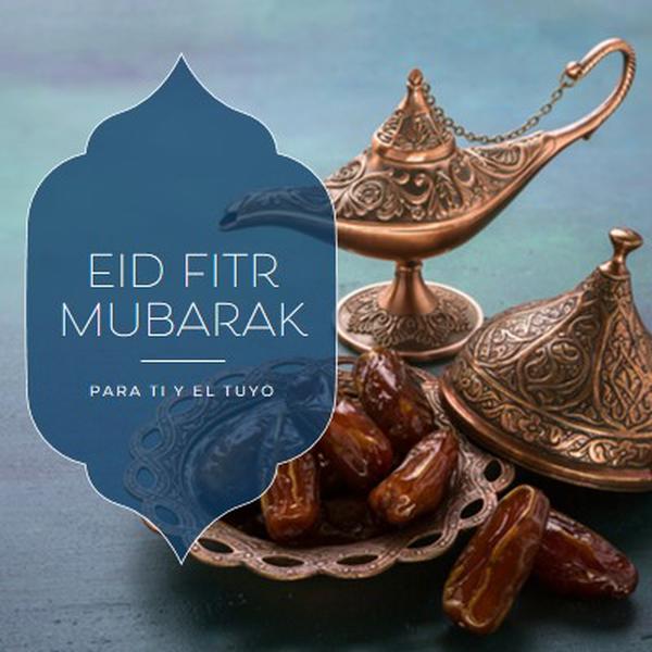 Eid al-Fitr Mubarak para ti y el tuyo blue organic-boho