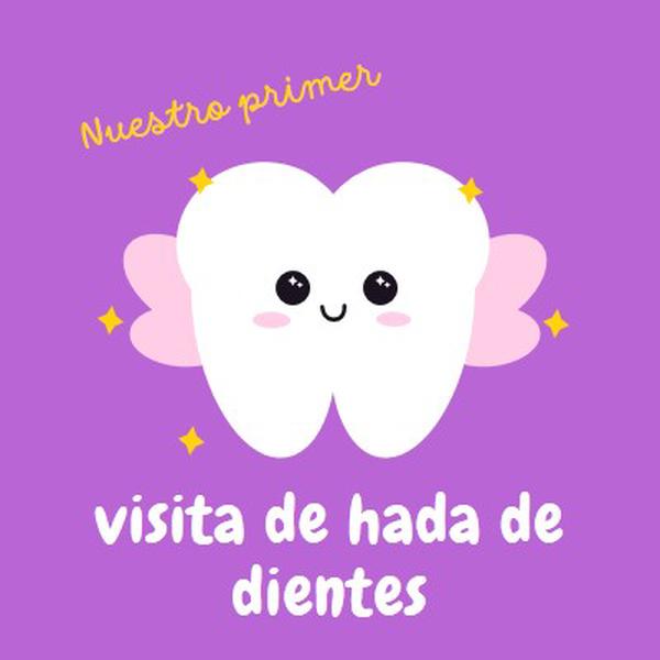 Primera visita al hada de los dientes purple whimsical-color-block