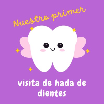 Primera visita al hada de los dientes purple whimsical-color-block