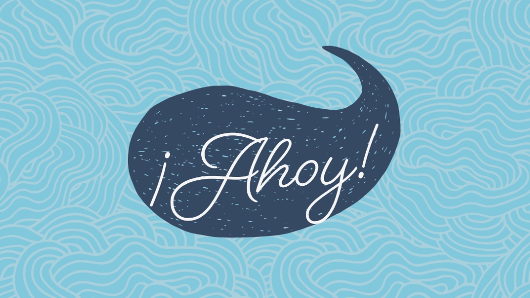 Hola marinero blue whimsical-line