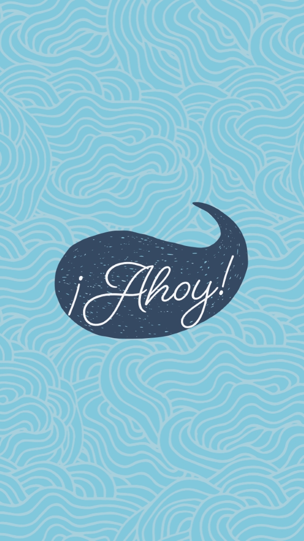 Hola marinero blue whimsical-line