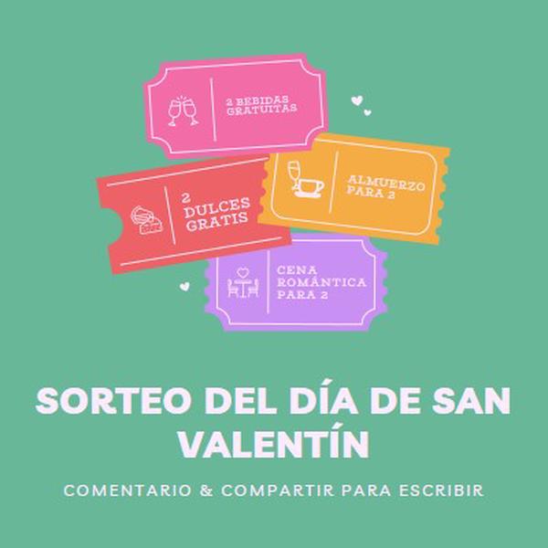 Sorteo del Día de San Valentín green bright,playful,tickets,retro,shape,overlapping