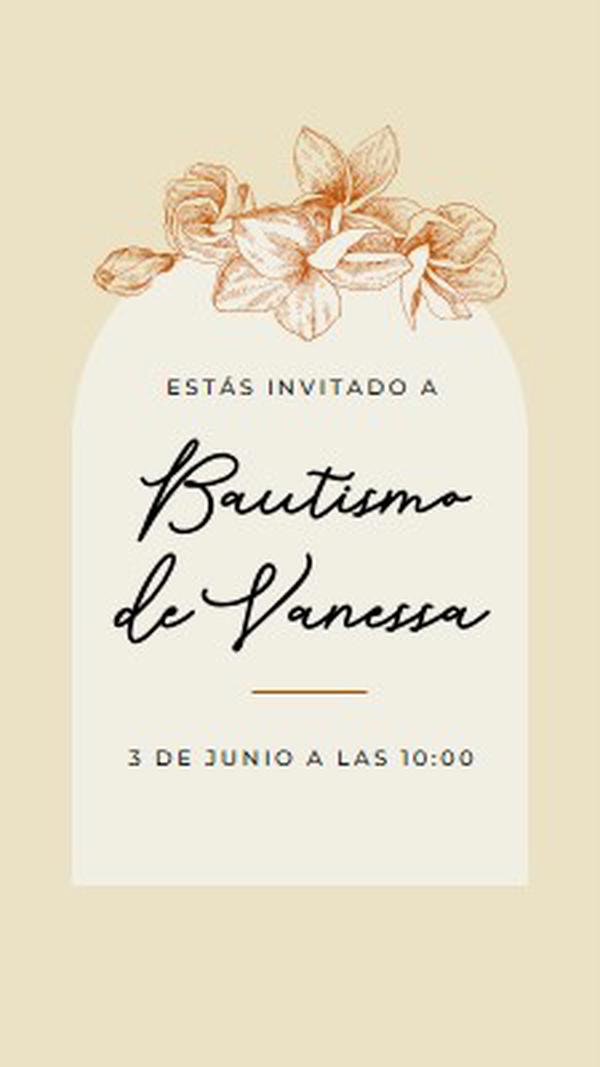 Invitación de bautismo yellow vintage-botanical