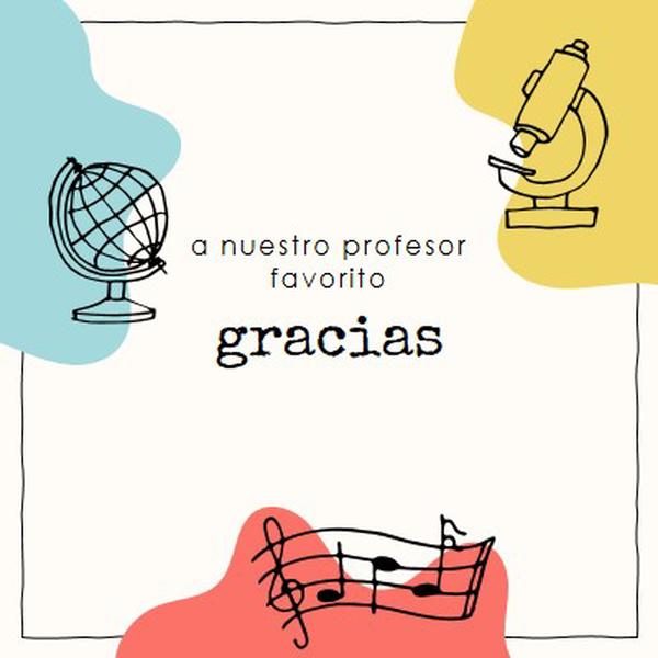 Tarjeta de agradecimiento del profesor de la escuela gray clean,colorful,sketch,asymmetrical,school,shape