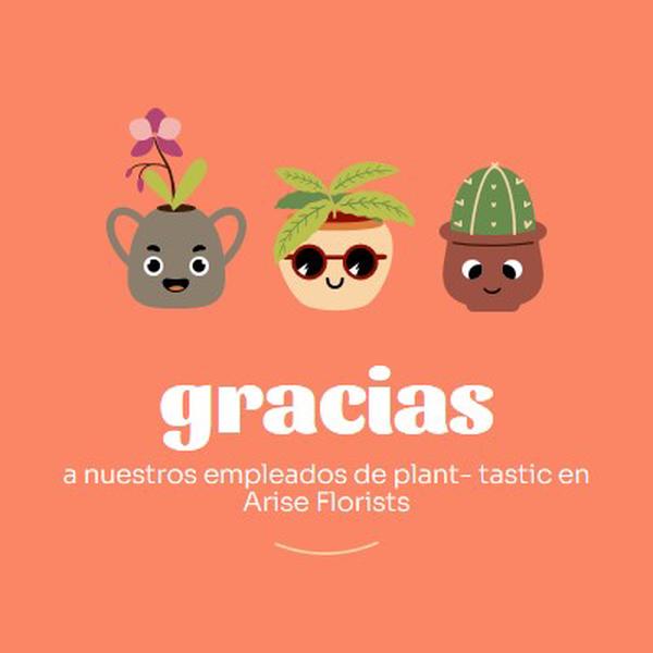 Tarjeta de agradecimiento para los empleados orange bright,simple,plants,cute,fun,graphic