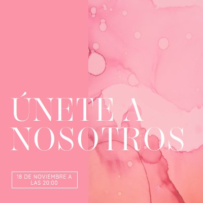 Únete a nosotros para un evento pink elegant,clean,watercolor,classic,simple,minimal